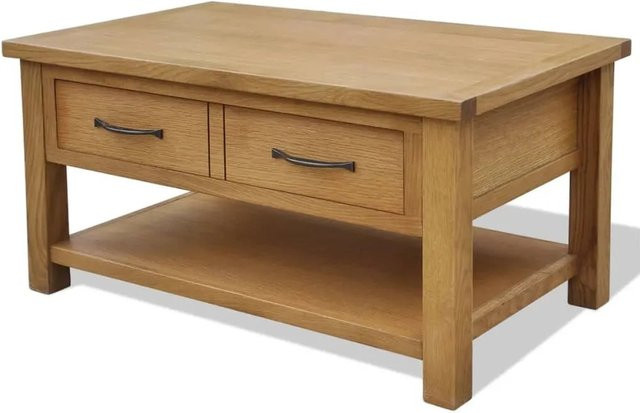 vidaXL Couchtisch aus Eiche in Braun, rustikaler Couchtisch mit vier Beinen, B/T/H: 88 x 53 x 45 cm - Bild 1