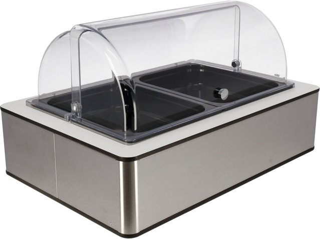 VEGA Buffetvitrine mit Fundalen für 2x GN 1/2 und GN 1/1, Farben: Edelstahl, Weiß, Schwarz und Transparent, B/T/H: 63 x 42,5 x 33,9 cm - Bild 1