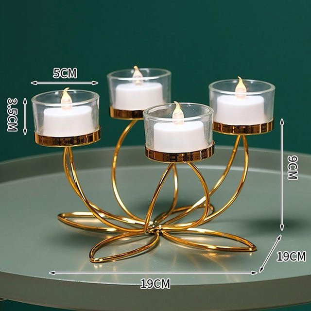 Yiran Furniture Kerzenständer aus Eisen in Gold für moderne Tischdekoration und Candlelight Dinner - Bild 1
