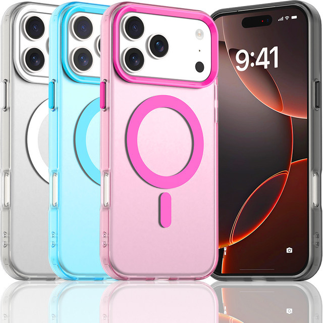 MagSafe Frosted Clear Handyhülle für Apple iPhone 11 bis 17 Pro Max Plus Slim Schutzhülle Transparent und Green - Bild 1