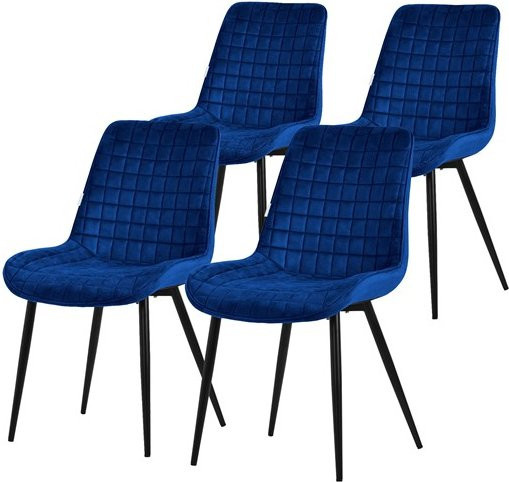 ML-Design Esszimmerstuhl 4er Set Dunkelblau mit Samtbezug und Stahlbeinen - Bild 1