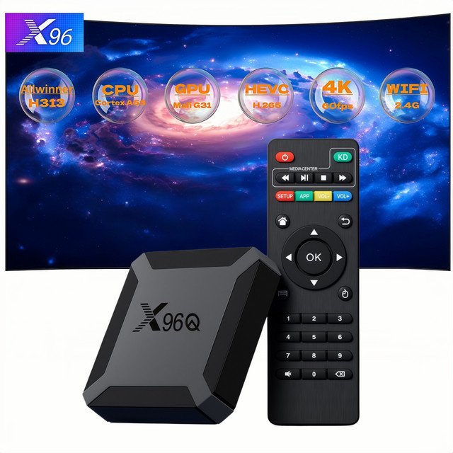 X96Q Android 10 TV-Box mit Allwinner H313 Quad-Core, 4K UHD Smart Media Player, Schwarz, WLAN und Ethernet - Bild 1
