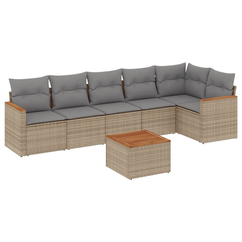 Vidaxl 7-teiliges Gartenmöbel-Set mit Kissen in Beige und Grau im modernen Design - Bild 2