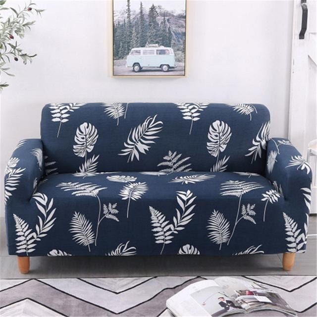 Housmife Elastischer Sofabezug mit Floralem Muster in Blau für Ecksofas und L-Form Couches, Breite: 235-300 cm - Bild 1