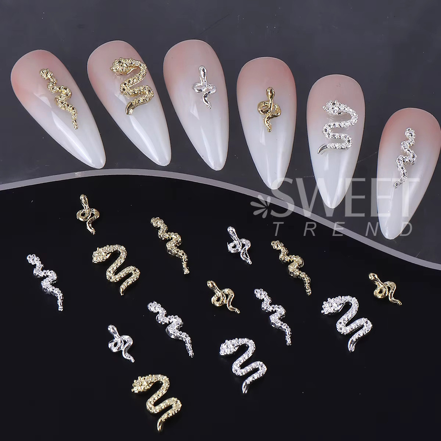 SWEET TREND Nagelzubehör Strass Schlange Nieten, Gold Silber Metallic - Bild 5