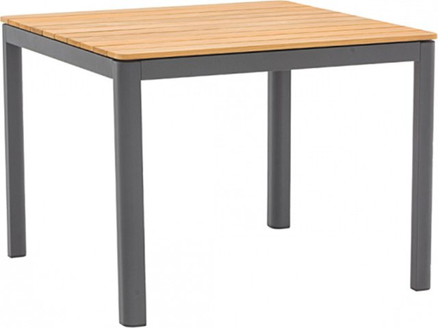 Zebra Bee Tisch mit Teakplatte in Graphit und Braun, B/T: 90 x 90 cm - Bild 1