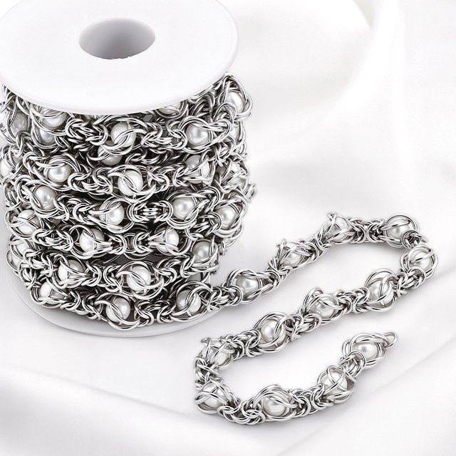 Aihuite Perlenkette Edelstahl, Silber, 1 Meter - Bild 1