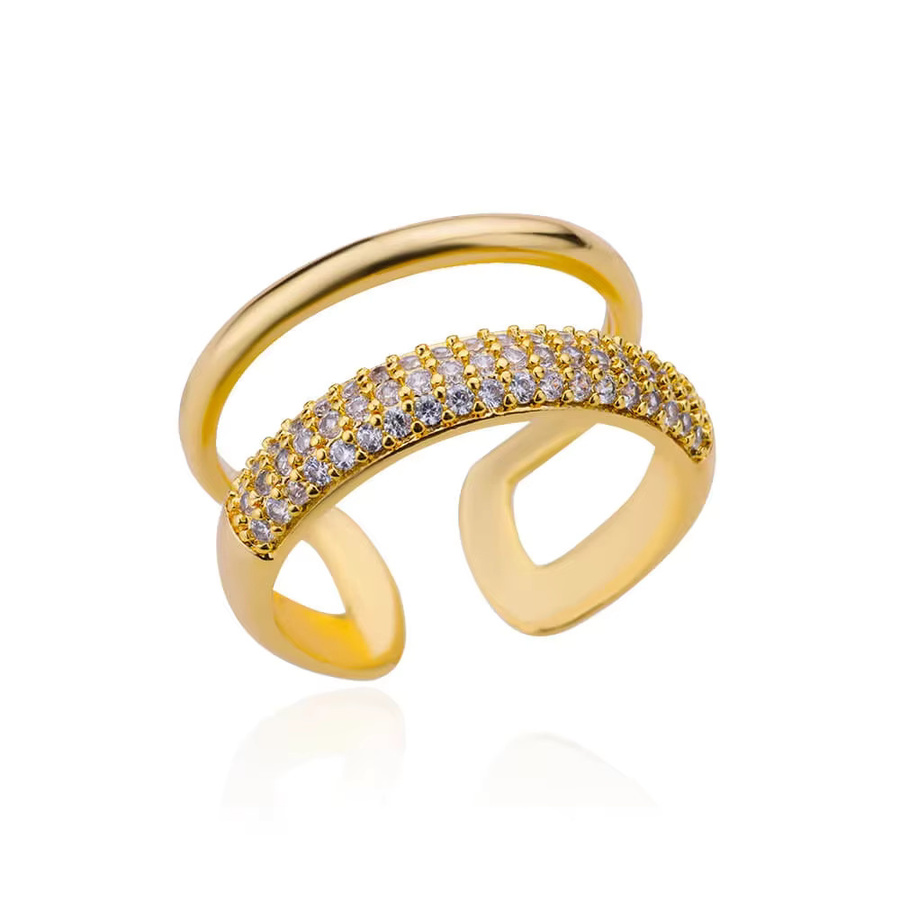 ETCAVCE Ring Doppelschicht, goldfarben, Zirkonia, Damen - Bild 2