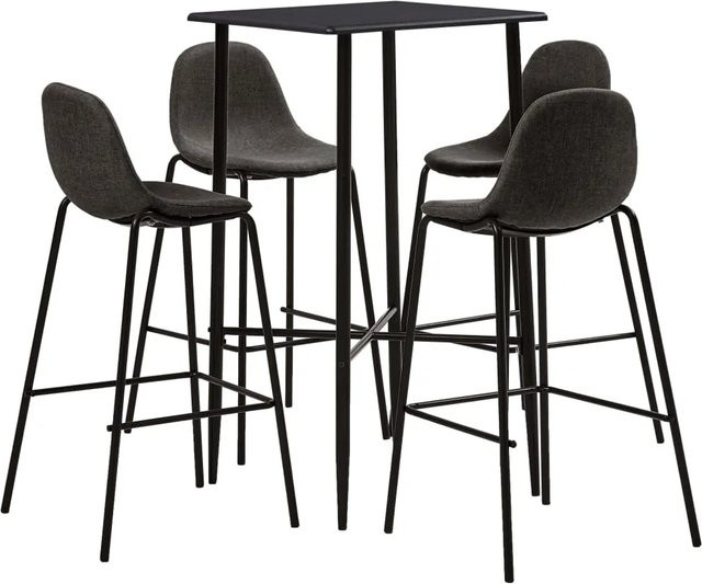 vidaXL 5-tlg. Bar-Set modern in Dunkelgrau mit Tisch und Stühlen aus MDF und Stahl - Bild 1