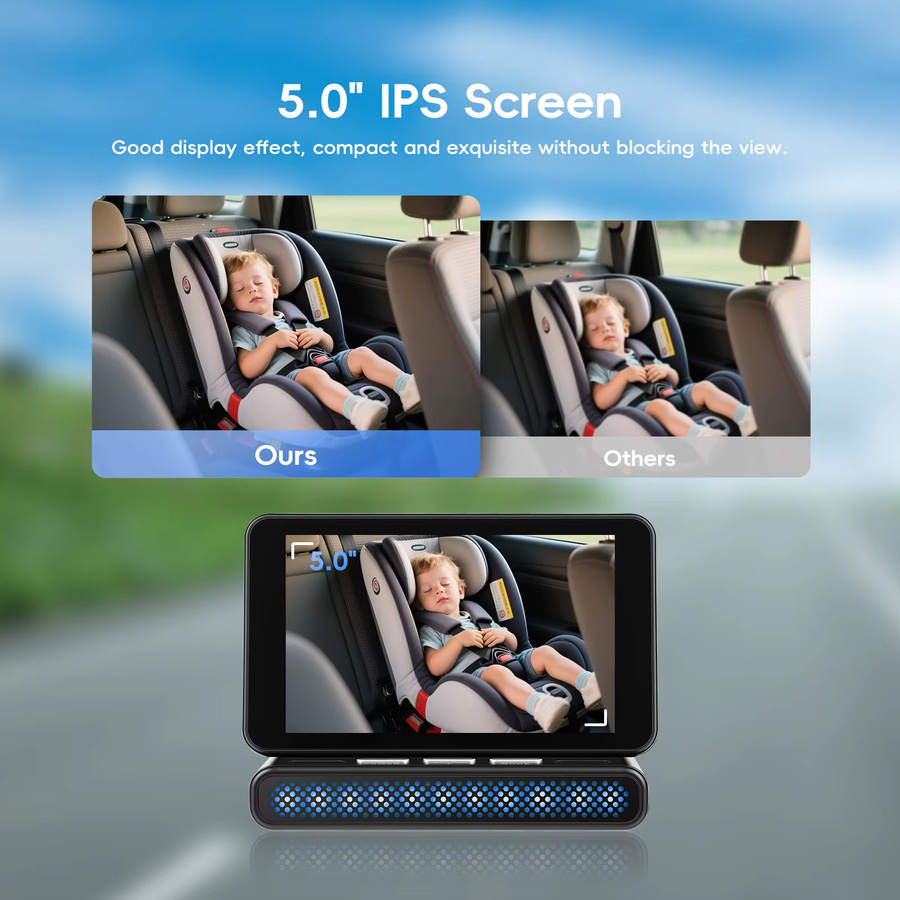 Podofo 5-Zoll Kabelloser CarPlay und Android Auto Smart Screen Player mit Rückfahrkamera und Babymonitor Funktion in Schwarz - Bild 5