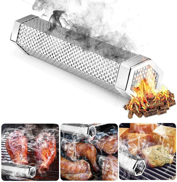 VIE LENTE BBQ Smoker Grill Zubehör aus Edelstahl mit Perforiertem Mesh Filter für Pellet Räucherboxen - Bild 1