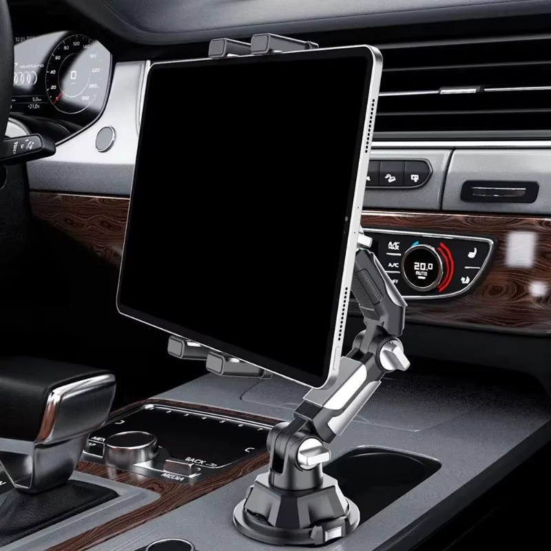 VIKEFON Tablet-Getränkehalter für Auto oder LKW, verstellbarer Arm mit 360 Grad Rotation, Universal Tablet Ständer und Telefonhalter in Schwarz - Bild 5