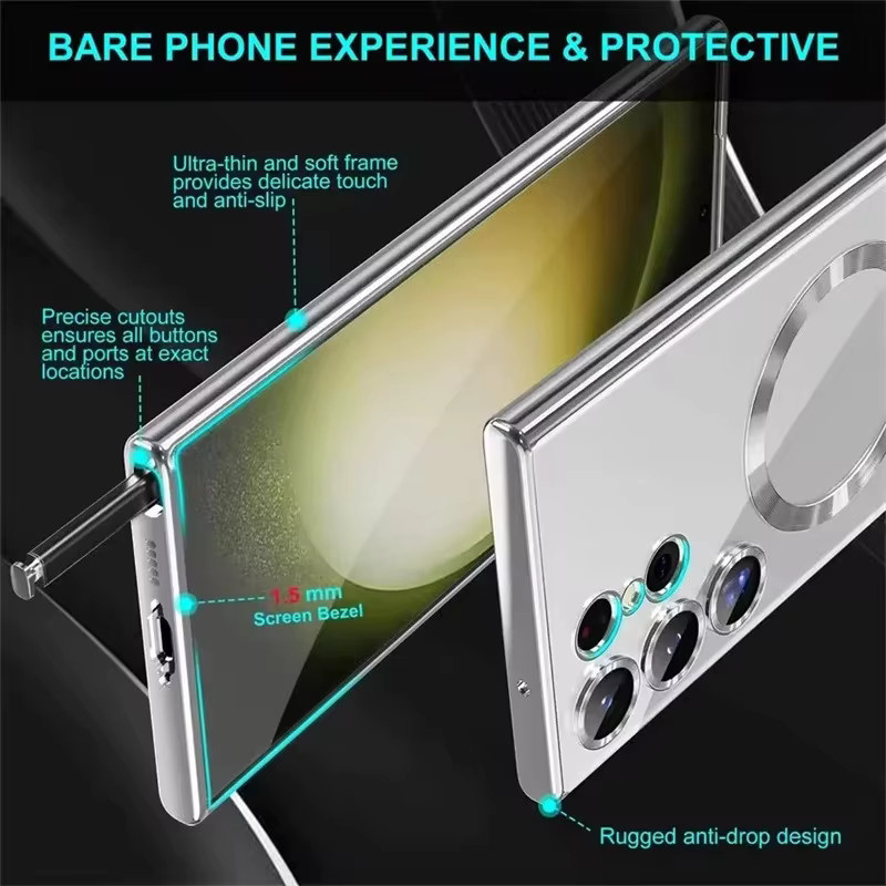 Transparente MagSafe magnetische Schutzhülle für Samsung Galaxy S26 Ultra S25 S24 S23 S22 Plus Ultra in Pink - Bild 4