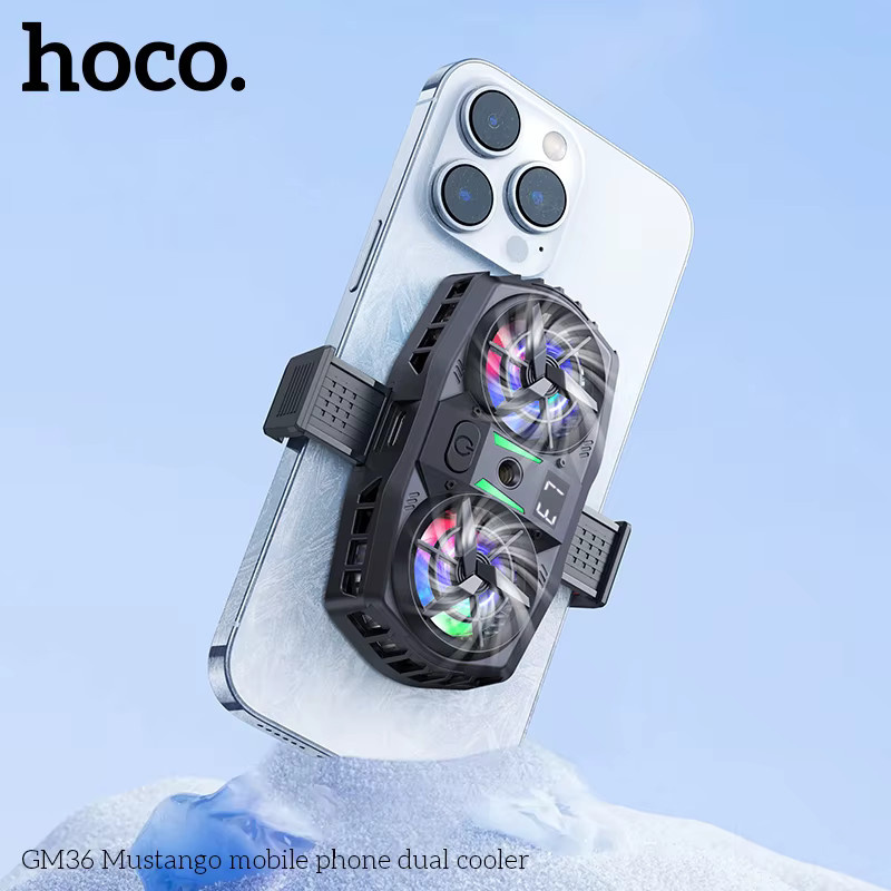 HOCO GM36 Dual-Lüfter Handy-Kühler mit Digitalanzeige in Schwarz - Bild 4