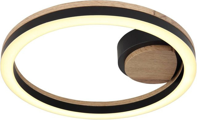 Globo Lighting Deckenleuchte Beatrix in Schwarz und Holz, moderne LED-Leuchte rund, H x B x T: 30 x 6 x 30 cm - Bild 1