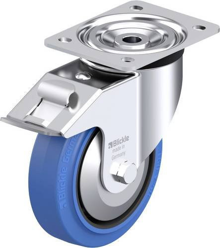 Blickle L-POEV 160KAD-FI-SB-FA Stahlblech-Lenkrolle in Schwarz-Blau mit 160 mm Rad-Durchmesser und 400 kg Tragfähigkeit - Bild 1