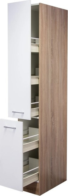 Flex-Well Apothekerschrank Samoa Küchenhochschrank Weiß Eiche B/H/T: 30 x 200 x 57 cm - Bild 1