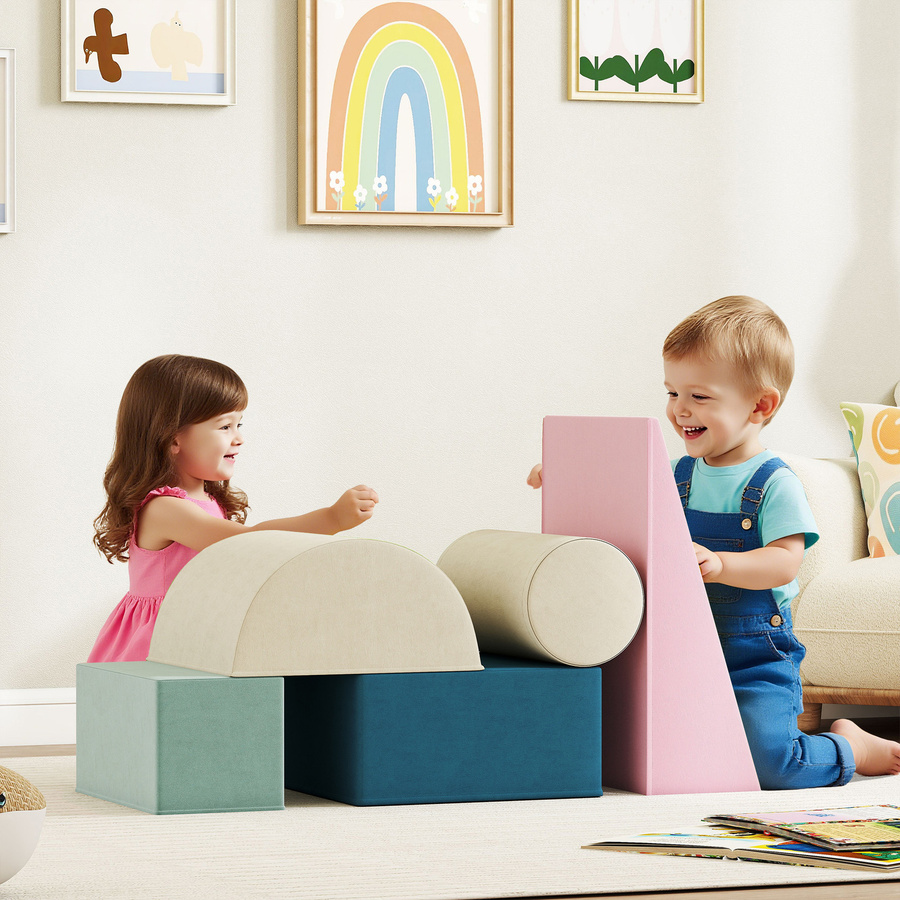 AIYAPLAY Kinder Schaumstoff Bausteine Set mit Samtoptik, 5 rutschfeste Softbausteine in Bunt - Bild 2