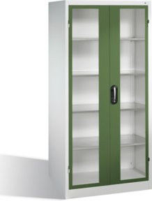 C+P Werkzeugschrank mit Sichtfenster-Drehtüren in Resedagrün und Lichtgrau, H: 195,0 cm, B: 93,0 cm, T: 60,0 cm, mit 4 internen Böden und Schloss - Bild 1