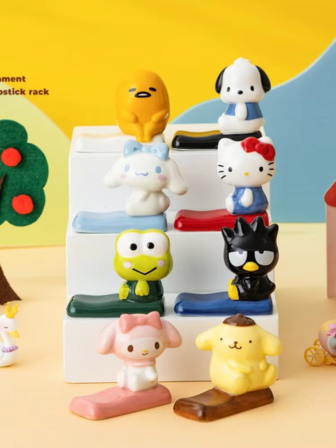 Sanrio Keramik-Stäbchenhalter mit Kawaii Motiven Pochacco Gudetama Keroppi als Besteckständer für Zuhause und Restaurant - Bild 3