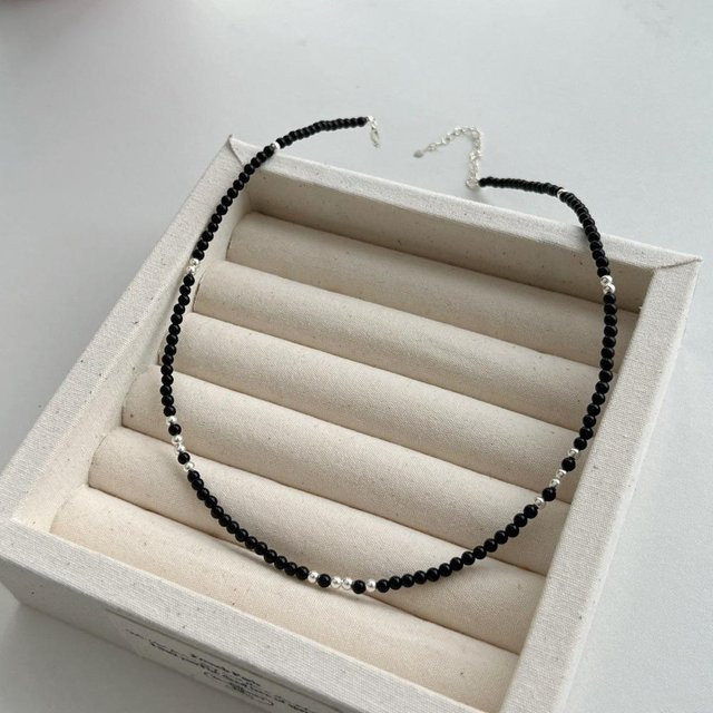 Lucky Star Jewelry Halskette 925 Silber, Schwarz Achat Perlen, Damen - Bild 1