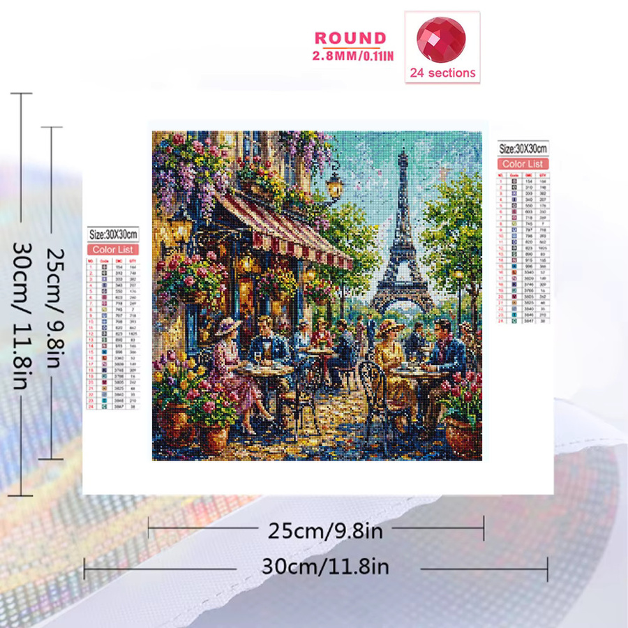Evershine Diamant-Mosaik-Turm Blumenhaus Strass-Gemälde als runde Wanddekoration in Multicolour, Durchmesser: 20 cm - Bild 2