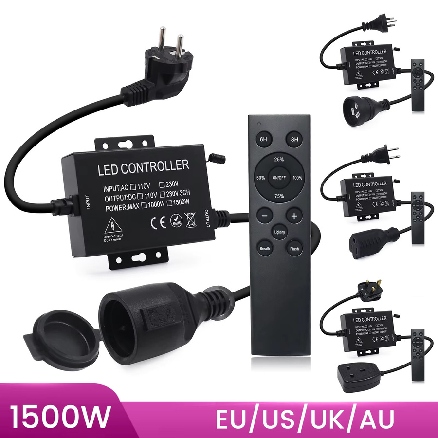 GAHADA Dimmbarer LED-Controller mit Fernbedienung in Schwarz für LED-Streifen und Weihnachts-Lichterketten, 400 W - Bild 5