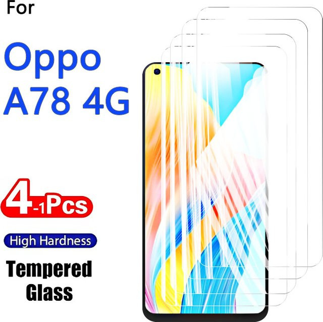 Displayschutzfolien aus gehärtetem Glas für Oppo A78 4G, 6,43 Zoll, transparent, 1-4 Stück - Bild 1