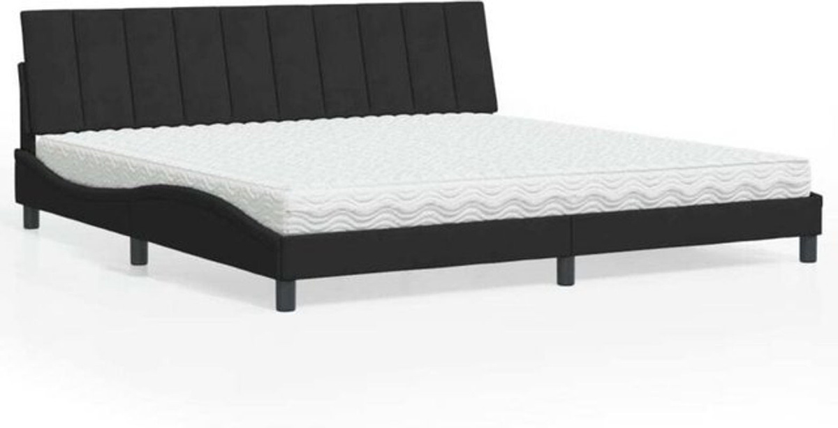 Vidaxl Polsterbett Hanko in Schwarz mit Samtbezug, B/T: 200 x 200 cm - Bild 1