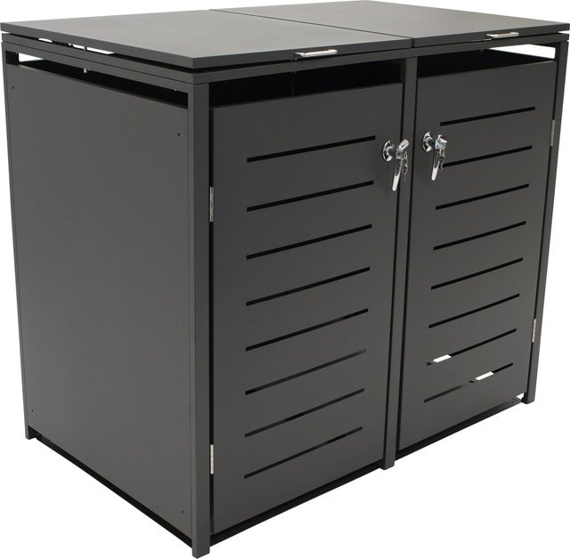 DEGAMO Mülltonnenbox aus Stahl für 2 Tonnen à 120 Liter, Farbe Anthrazit, B/T/H: 115 x 62 x 102 cm - Bild 1