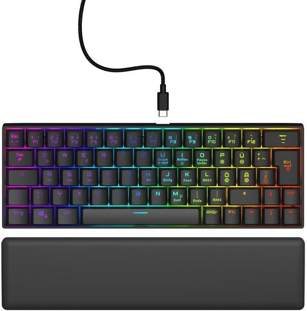 uRage Exodus 760 Mechanical Mini Gaming-Tastatur mit roten Switches in Schwarz und QWERTZ DE Layout - Bild 1