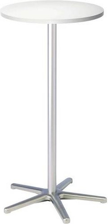 Maul Stehtisch Silber mit weißer Tischplatte und Bodenschoner aus Kunststoff, Höhe: 109,5 cm