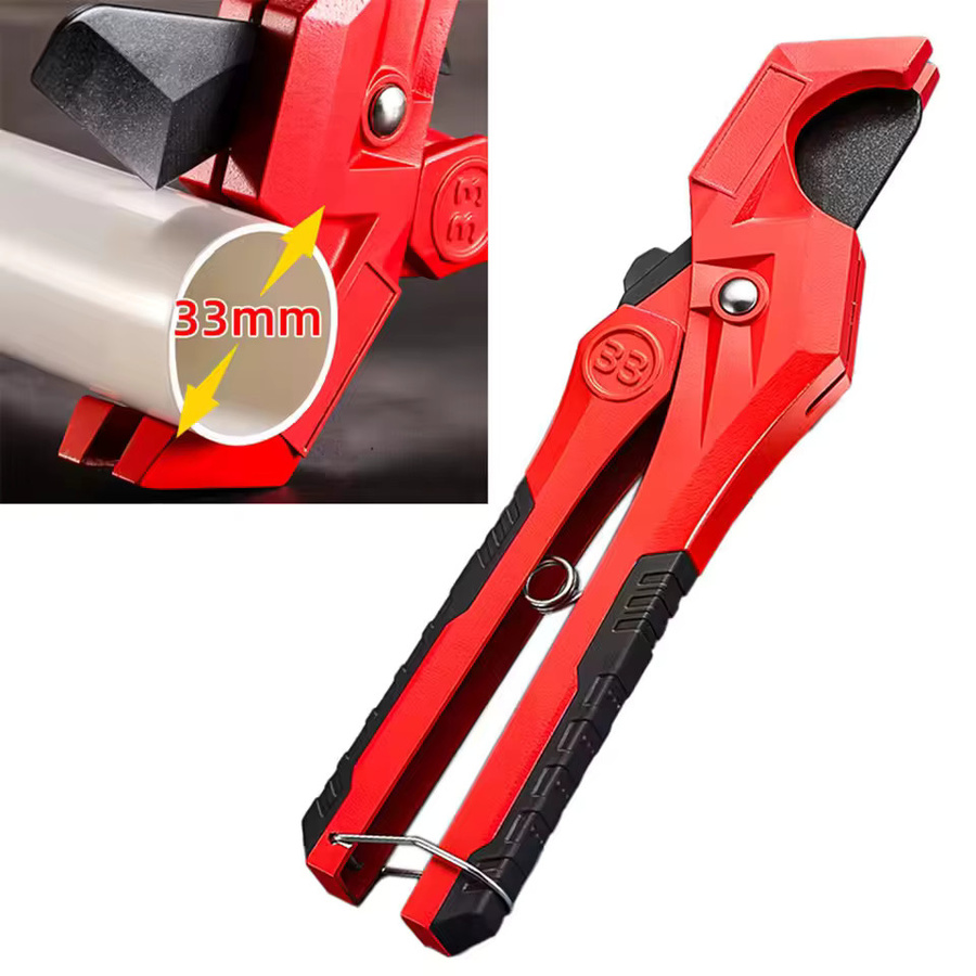 NIUXIANG Rohrschere aus Aluminiumlegierung in Rot für PVC und PPR mit Ratsche-Funktion für Sanitär-Reparaturen - Bild 2