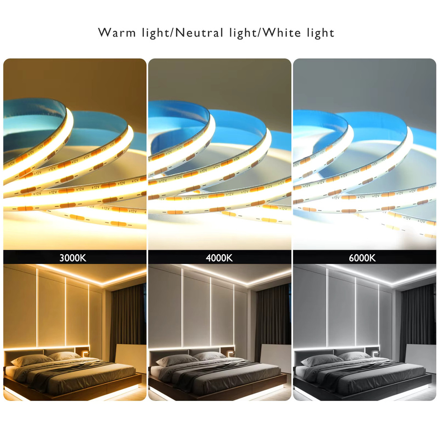 HEGEHE COB LED-Streifen IP20 Weiß mit 528 LEDs für 12V/24V DC zur Heimdekoration - Bild 2