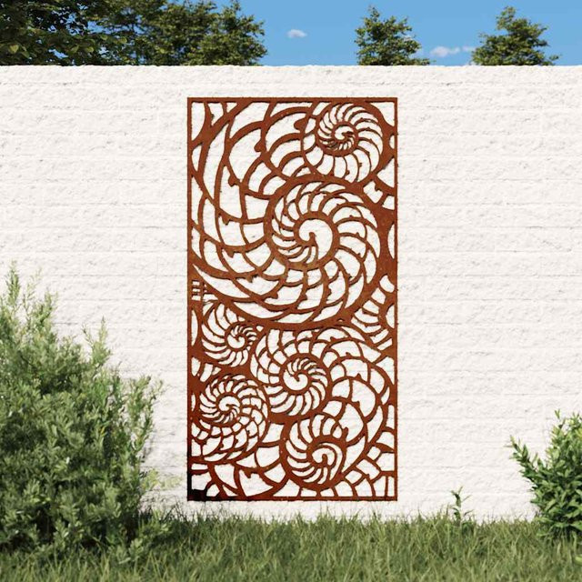Vidaxl Gartenwanddekoration aus Cortenstahl in Braun mit Muschel-Motiv, Breite: 105 cm, Höhe: 55 cm - Bild 1