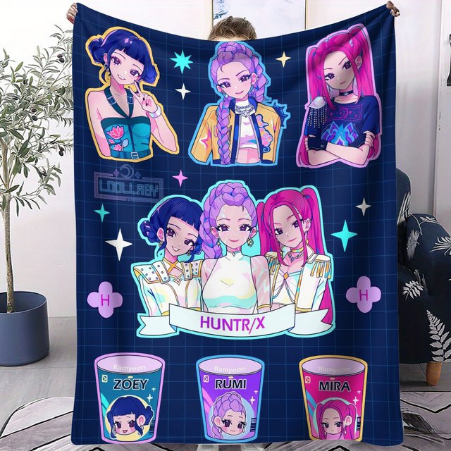 Potdemiel Anime Überwurf mit drei ikonischen Charakteren in Multicolour, ultraweich und hautfreundlich - Bild 1