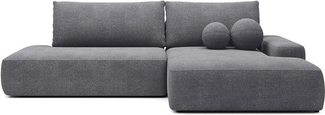 Vente-unique Schlafsofa Daviso in Grau mit L-Form und Schlaffunktion, Breite: 276 cm - Bild 1