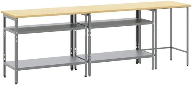 vidaXL Werkbank-Set 3-teilig aus pulverbeschichtetem Stahl in Beige und Grau - Bild 1