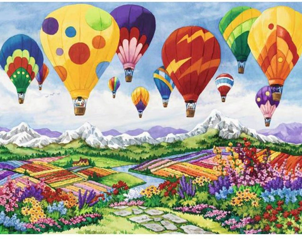 FIYO Diamond Painting Set 5D Heißluftballon als DIY Mosaik-Stickerei in Mehrfarbig, B x H: 30 x 20 cm - Bild 1