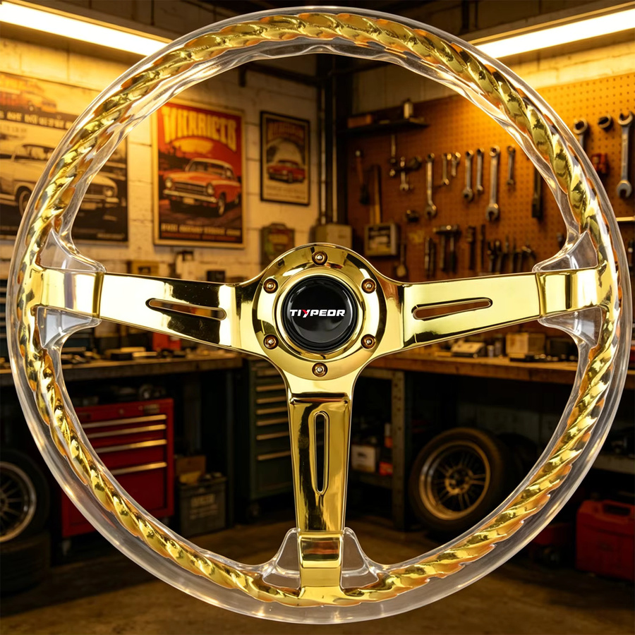 TIYPEOR Sport-Lenkrad aus transparentem Acryl zur Auto-Modifikation, 350 mm Durchmesser, Mehrfarbig - Bild 2