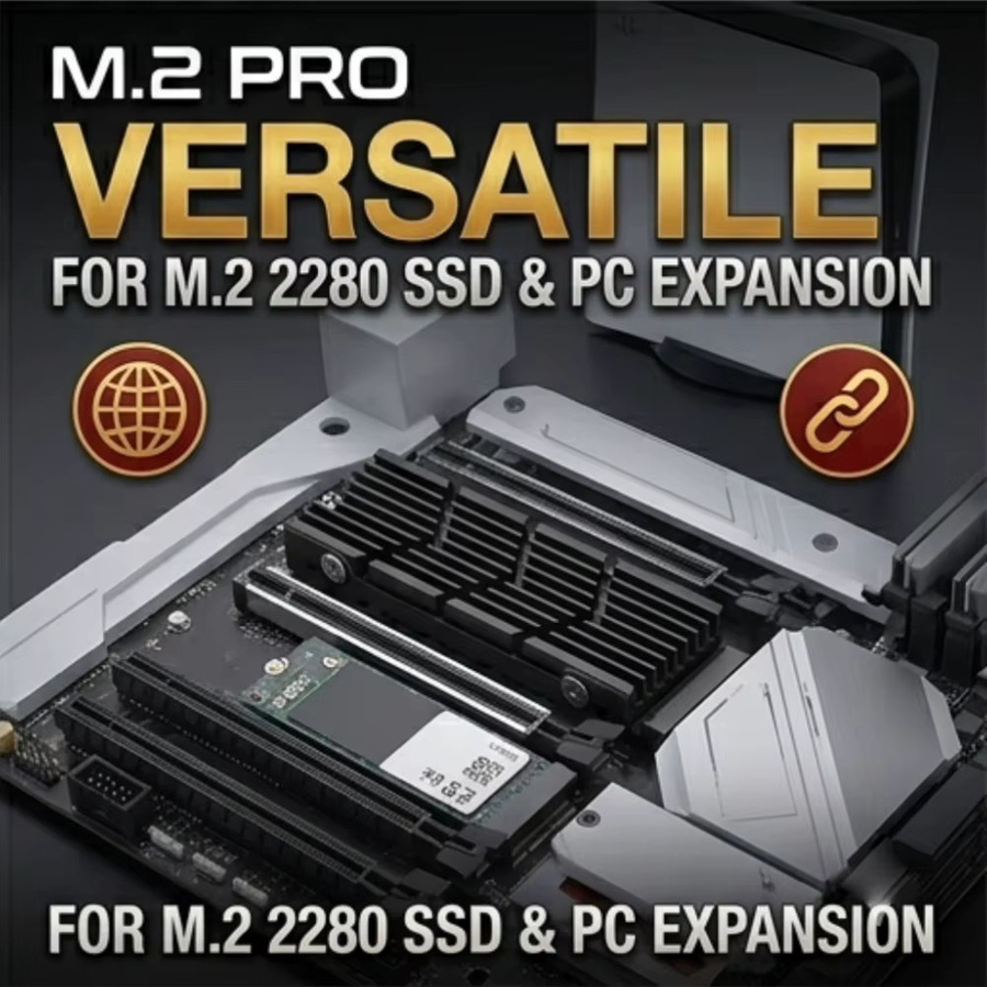ATUOTIN M.2 2280 SSD-Kühler M2 PRO Heatsink aus Voll-Aluminium in Schwarz mit thermischem Silikonpad für NVMe M.2 SSD und PS5 zur Wärmeableitung - Bild 2