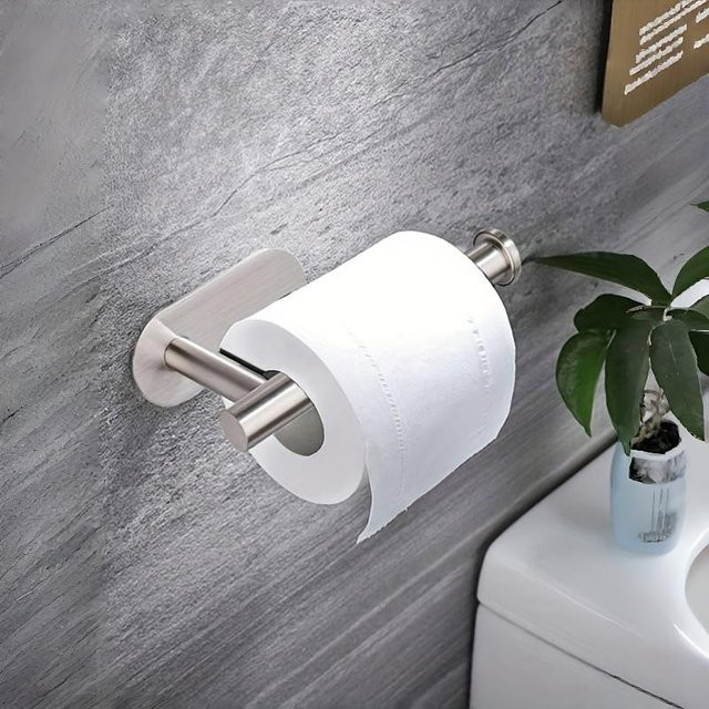 Mango Event Toilettenpapierhalter aus Edelstahl zur Wandmontage, selbstklebend, Silber - Bild 1