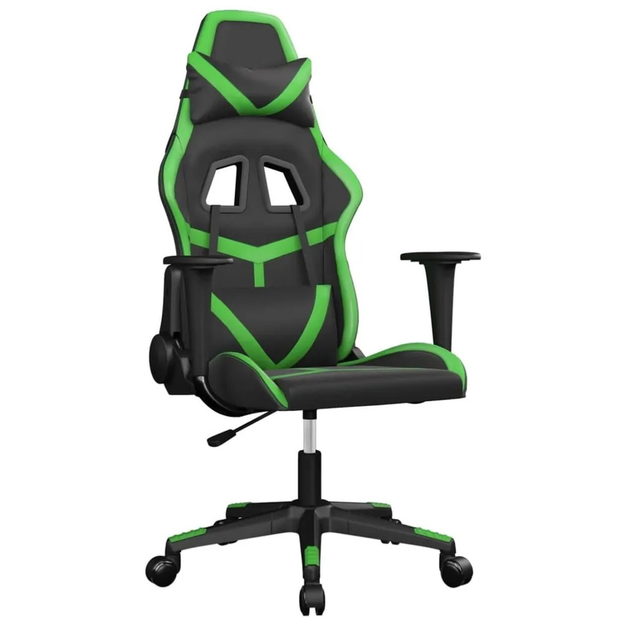 vidaXL Gaming-Stuhl mit Massagefunktion in Schwarz und Grün aus Kunstleder - Bild 2