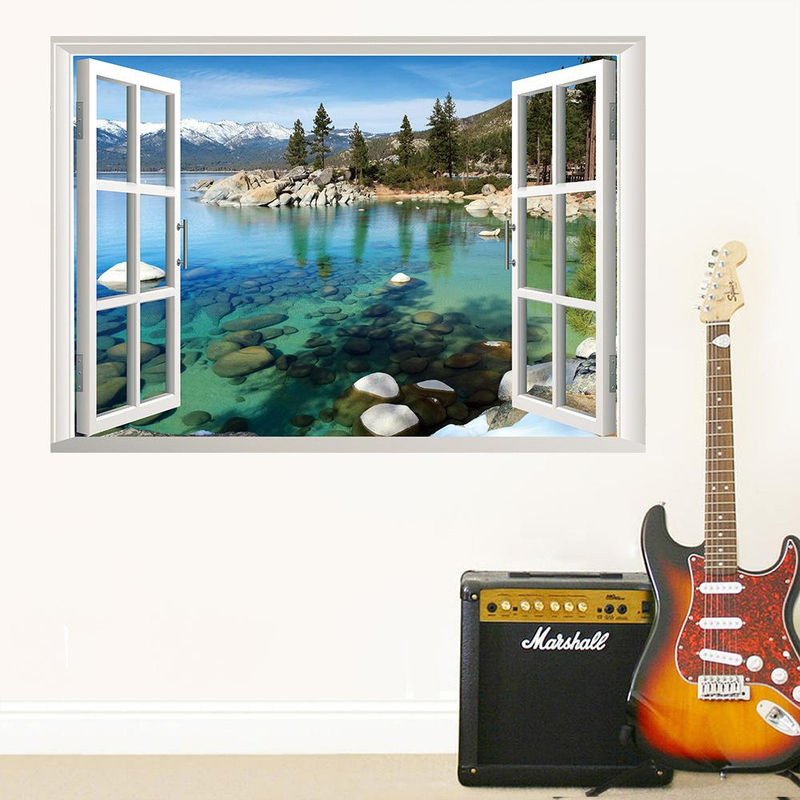 Hoom decor 3D Wandaufkleber Berg Wald Landschaft als Falsches Fenster für Wohnzimmer und Schlafzimmer, Breite: 57 cm, Höhe: 90 cm - Bild 7