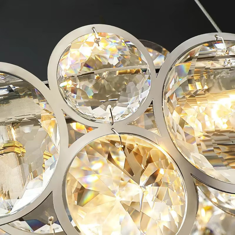 TAONUANSHU Ring Licht Kristall Kronleuchter in Silber und Transparent für Wohnzimmer und Schlafzimmer - Bild 4
