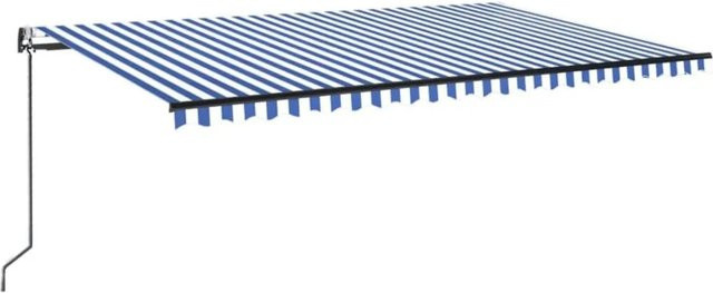 vidaXL Automatische Markise mit LED und Windsensor aus Aluminium und Polyestergewebe, Blau und Weiß, B: 500 cm, T: 300 cm, H: 300 cm - Bild 1