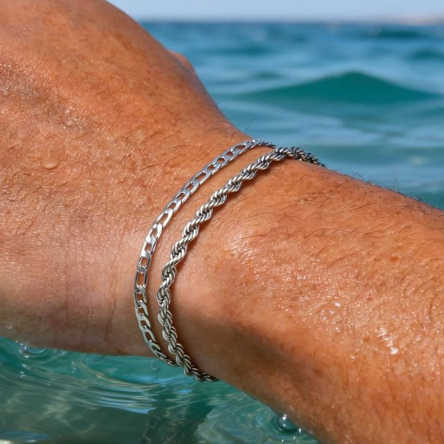 mprainbow Kettenarmbänder Edelstahl, silber, Herren - Bild 1