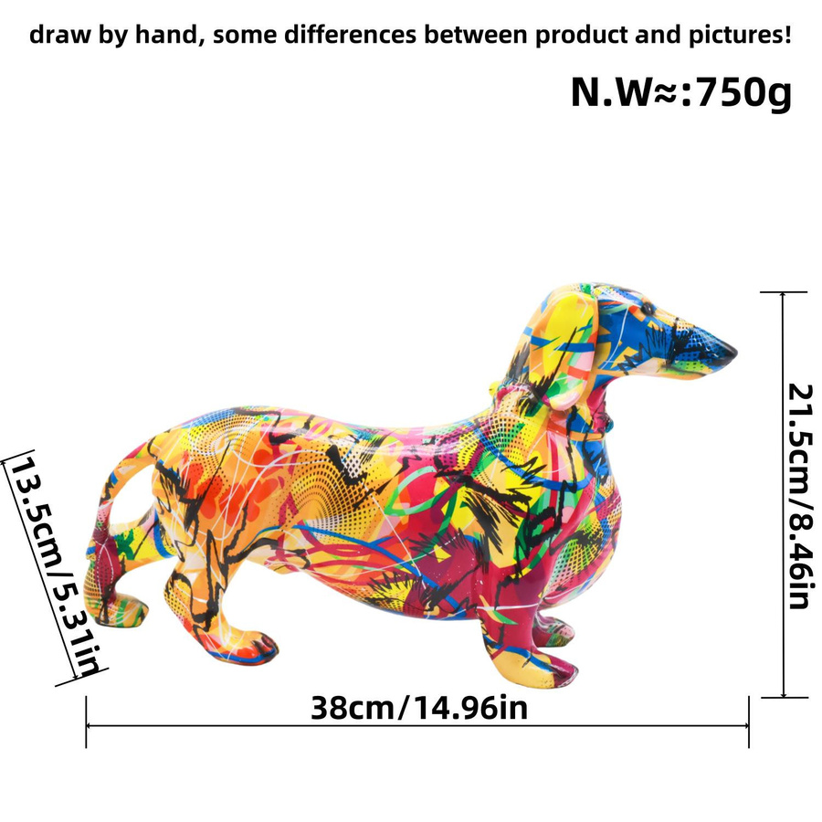 Yiran Furniture Dackel Hunde Ornamente als kreatives Weinregal und Tischdekoration aus Kunstharz in Multicolor - Bild 2