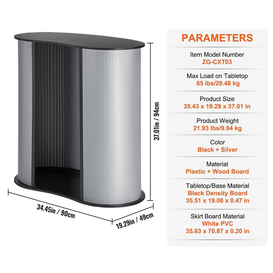 Buying Solutions MB Tragbarer Messestand-Podesttisch mit Wand in Schwarz und Silber, B/T/H: 89,99 x 49,00 x 94,00 cm - Bild 4