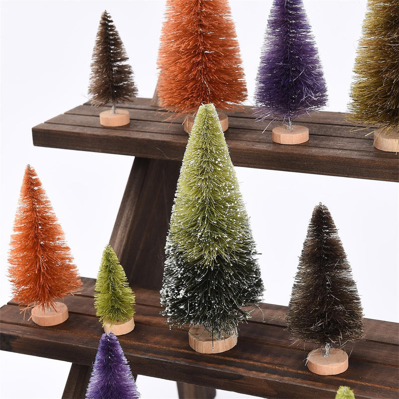 GoolRC 21er Set Kunstweihnachtsbäume aus Sisal und Holz in Mehrfarbig - Bild 2